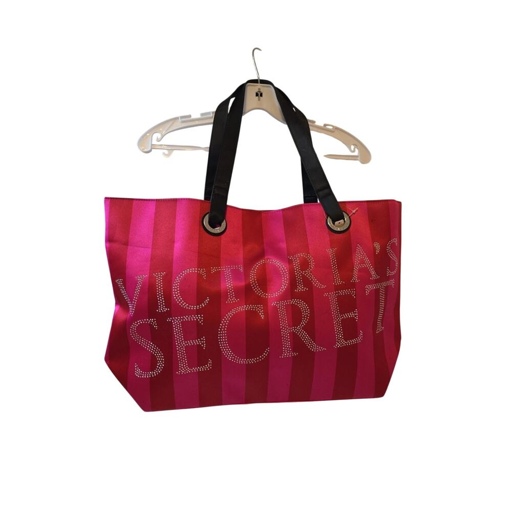 Victoria's Secret Large Tote Bag, Pink and Red Stripes, Wedding, Honeymoon tote